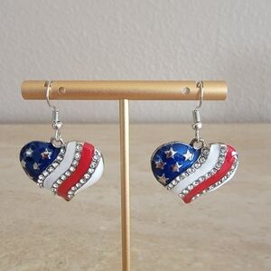 4th of July Patriotic Dangle Earrings for Women American Flag NIB